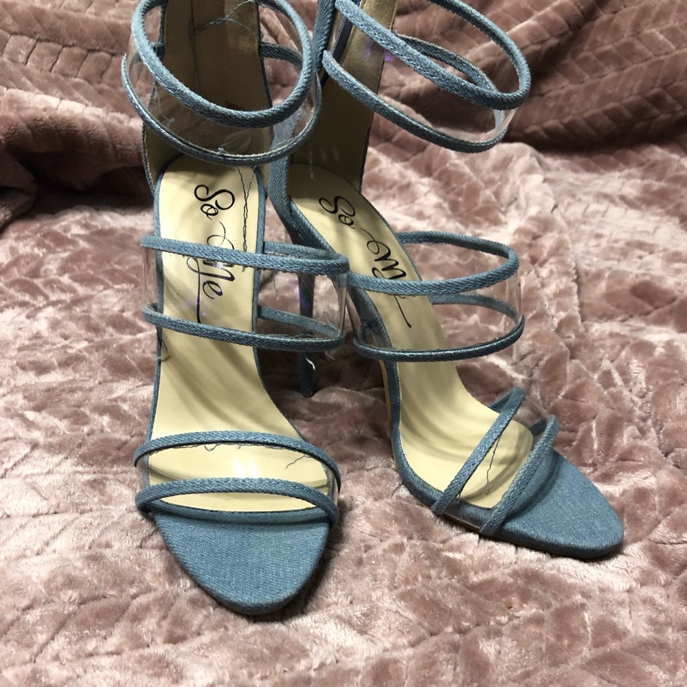 PVC and denim heel